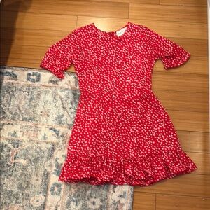 Red Floral Silky Dress